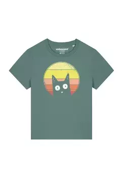 Футболка с принтом SUNSET CAT watapparel, темно-зеленый