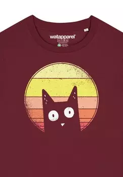 Футболка с принтом SUNSET CAT watapparel, темно-красный