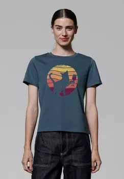 Футболка с принтом SUNSET KATZE watapparel, бирюзовый