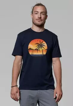 Футболка с принтом SUNSET ON PALM watapparel, темно-синий
