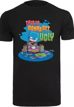 Футболка с принтом SUPER FRIENDS BATMAN JOKER CHRISTMAS WITH ROUND NECK F4NT4STIC, черный