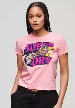 Футболка с принтом Superdry, розовый