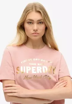 Футболка с принтом Superdry, розовый