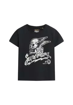 Футболка с принтом Superdry, сине-черный деним