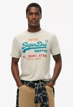 Футболка с принтом Superdry, светло-серый