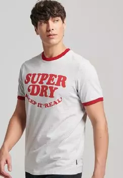 Футболка с принтом Superdry, светло-серый