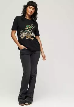 Футболка с принтом SUPERDRY TATTOO SCRIPT GRAPHIC, цвет jet black