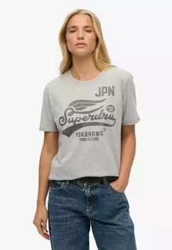 Футболка с принтом Superdry, темно-серый