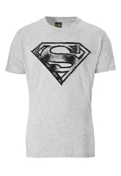 Футболка с принтом SUPERMAN SCRIBBLE LOGOSHIRT, цвет grau-meliert