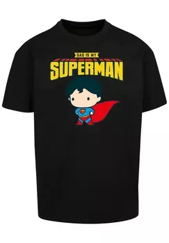 Футболка с принтом SUPERMAN SUPERHELD MY DAD IS MY HERO F4NT4STIC, черный