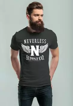 Футболка с принтом SUPPLY ADLER WINGS Neverless, антрацит
