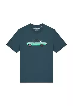 Футболка с принтом SURF CAR watapparel, бирюзовый