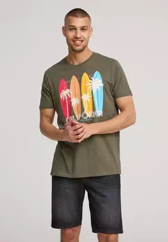 Футболка с принтом SURF Terranova, пестрый зеленый