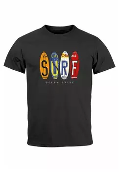 Футболка с принтом SURFBOARDS CALIFORNIA SURFING OCEAN DRIVE S Neverless, цвет Mottled Black