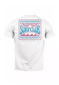 Футболка с принтом SURFING CLUB CALIFORNIA RETRO MOTIV STREETSTYLE Neverless, белый