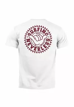 Футболка с принтом SURFING SURFER HANG SONNE WELLEN BACK FASHION STREETSTYLE Neverless, белый