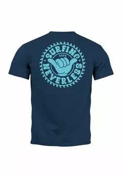 Футболка с принтом SURFING SURFER HANG SONNE WELLEN BACK FASHION STREETSTYLE Neverless, темно-синий