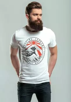Футболка с принтом SURFING TSUNAMI GREAT WAVE JAPAN VINTAGE RETRO FA Neverless, цвет wei