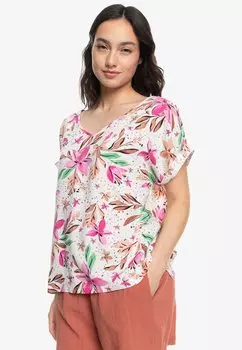 Футболка с принтом SWEET HIBISCUS V NECK Roxy, цвет white