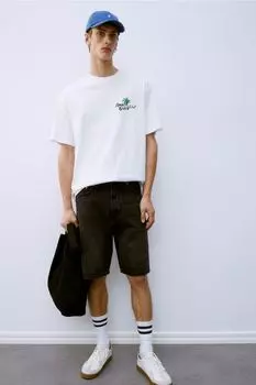 Футболка с принтом свободного кроя H&M, белый