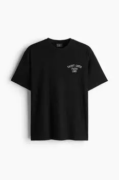 Футболка с принтом свободного кроя H&M, черный