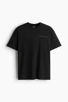 Футболка с принтом свободного кроя H&M, черный