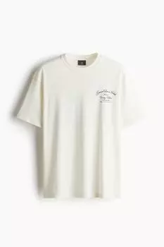 Футболка с принтом свободного кроя H&M, бежевый