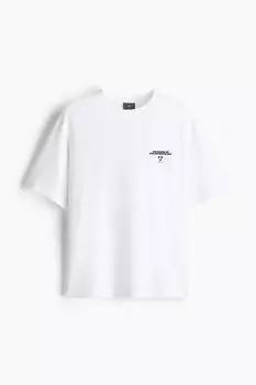 Футболка с принтом свободного кроя H&M, белый