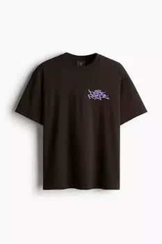 Футболка с принтом свободного кроя H&M, коричневый