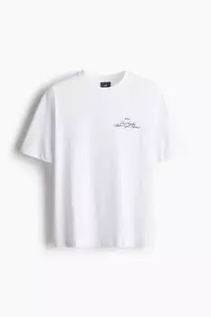 Футболка с принтом свободного кроя H&M, белый