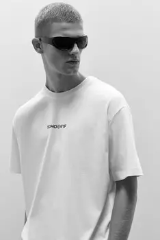 Футболка с принтом свободного кроя H&M, белый