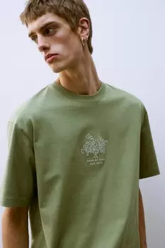 Футболка с принтом свободного кроя H&M, зеленый