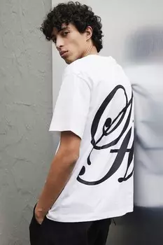Футболка с принтом свободного кроя H&M, белый