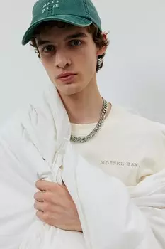 Футболка с принтом свободного кроя H&M, белый
