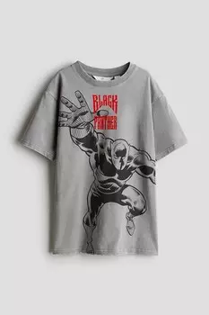 Футболка с принтом свободного кроя H&M, серый