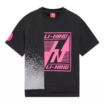 Футболка с принтом, свободные, с круглым вырезом, с коротким рукавом Li-Ning, черный
