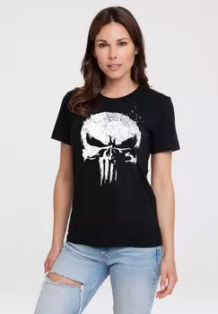 Футболка с принтом T-SHIRT MARVEL PUNISHER TV SKULL LOGOSHIRT, черный