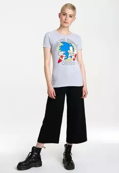 Футболка с принтом T-SHIRT MIT SONIC THE HEDGEHOG-PRINT LOGOSHIRT, серый