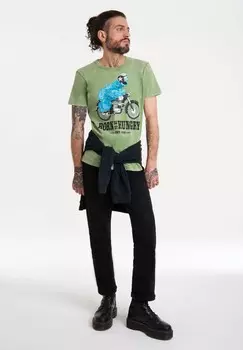 Футболка с принтом T-SHIRT SESAMSTRASSE KRMELMONSTER MOTORRAD LOGOSHIRT, светло-зеленый