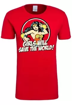 Футболка с принтом T-SHIRT WONDER WOMAN DC COMICS LOGOSHIRT, красный