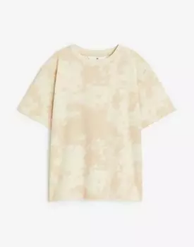 Футболка с принтом Тай-Дай H&M Tie-Dye Printed Jersey, светло-бежевый