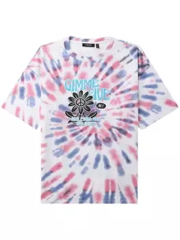 Футболка с принтом тай-дай и надписью FIVE CM, белый