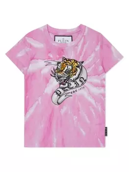 Футболка с принтом тай-дай Philipp Plein Junior, розовый