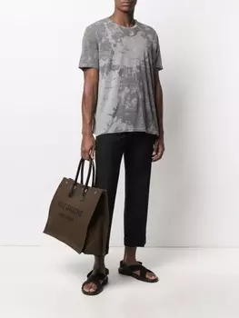 Футболка с принтом тай-дай Saint Laurent, серый