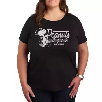 Футболка с принтом танцующего Снупи и надписью "Plus peanuts" Licensed Character, черный