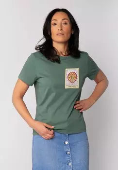 Футболка с принтом TAROT THE PIZZA watapparel, темно-зеленый