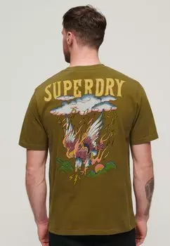 Футболка с принтом TATTOO GRAPHIC Superdry, зеленый