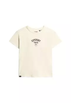 Футболка с принтом TATTOO RHINESTONE Superdry, кремовый