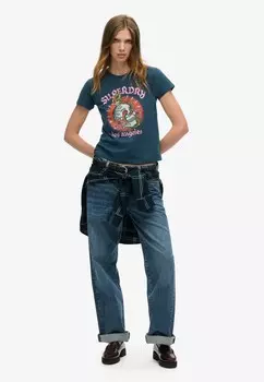 Футболка с принтом TATTOO RHINESTONE Superdry, синий