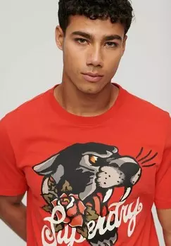Футболка с принтом TATTOO SCRIPT GRAPHIC Superdry, красный